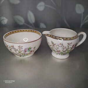 RARE Vintage Collectible Washington Pottery Indian Tree 5" Sugar Bowl && Creamer